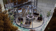 Grandes perfis de alumínio da casa de vidro transparente do jardim em volta das barracas da abóbada Geodesic do iglu