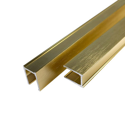 A extrusão do perfil da liga de alumínio do canal da forma de U escovou o ouro para os trilhos de vidro